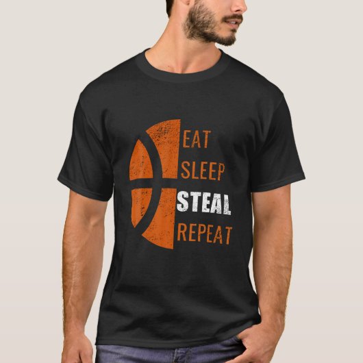 Essen Sleep Steal Wiederholung Funny Basketball Mä T-Shirt (Vorderseite)