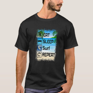Essen Sleep Surf Wiederholung Funny Beach Surfer T-Shirt