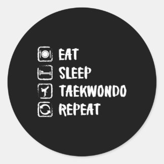 Essen Sleep Taekwondo Wiederholung Sport Runder Aufkleber