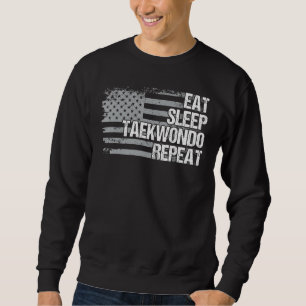 Essen Sleep Taekwondo Wiederholung US Flag Männer  Sweatshirt