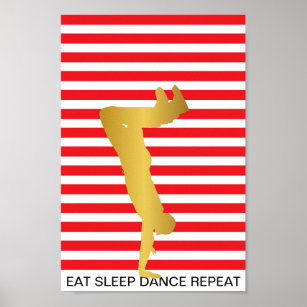 Essen Sleep Tance Wiederholung Red Stripes modern Poster