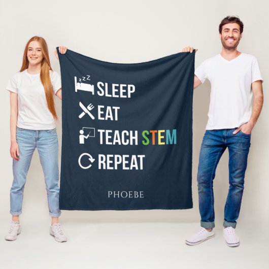 Essen Sleep Teach STEM Wissenschaftslehrer Fleecedecke (Beispiel)