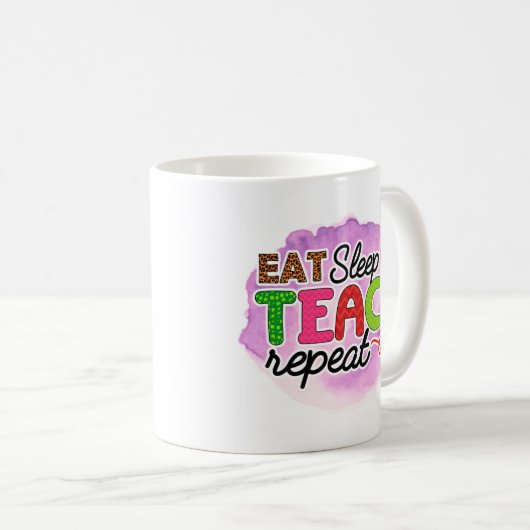 Essen Sleep Teach Wiederholung Kaffeetasse (VorderseiteRechts)