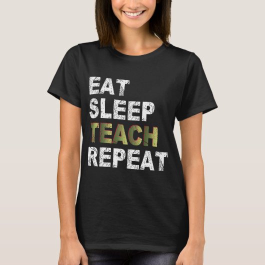 Essen Sleep Teach Wiederholung T-Shirt (Vorderseite)