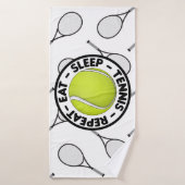 Essen Sleep Tennis Wiederholen mit Ball und Schläg Badehandtuch (Badehandtuch)