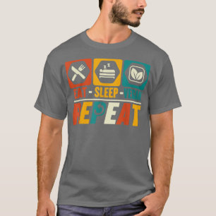 Essen Sleep Vegan Wiederholung Gemüses Veggie Vega T-Shirt