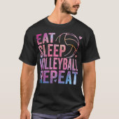 Essen Sleep Volleyball Wiederholen farbenfrohe Tee (Vorderseite)