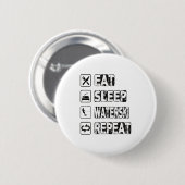 Essen Sleep Waterski Wiederholung Wasserski Wasser Button (Vorne & Hinten)