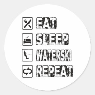 Essen Sleep Waterski Wiederholung Wasserski Wasser Runder Aufkleber