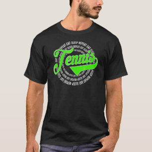 Essen Sleep Wiederholung Tennis Vintag Retro Stil T-Shirt