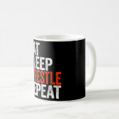 Essen Sleep Wrestle Wiederholung Wrestling Gif Kaffeetasse (VorderseiteRechts)