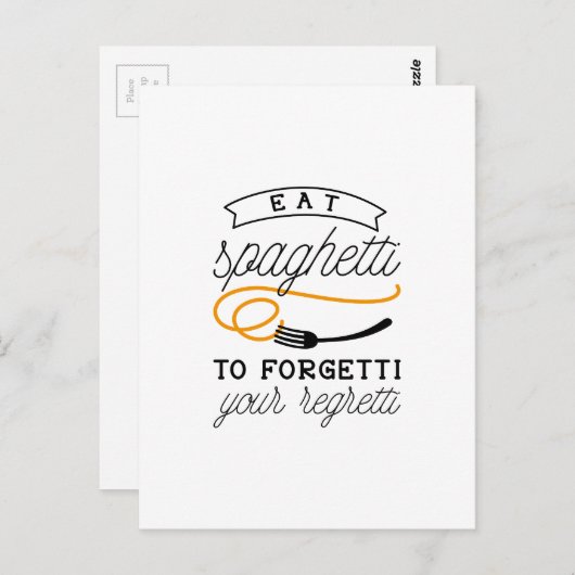 Essen Spaghetti Postkarte (Vorne/Hinten)