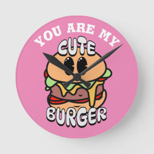 Essen, Süßer Burger, Süßes und humorvolles Valenti Runde Wanduhr