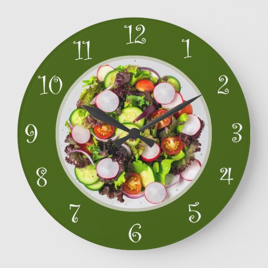 Essen Thema Vegetarisches Salat Küchenmauer Große Wanduhr (Vorderseite)