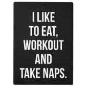 Essen, trainieren und Nickerchen nehmen - Funny No Klemmbrett (Rückseite)