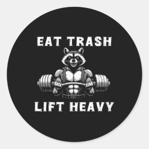 Essen Trash Lift Heavy Racoon Lifting Gym Fitness Runder Aufkleber