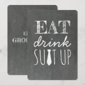 Essen trinken Anzug Auf sonnigen Trauzeuge Einladung (Vorne/Hinten)