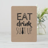 Essen trinken Anzug Auf sonnigen Trauzeuge Einladung (Stehend Vorderseite)