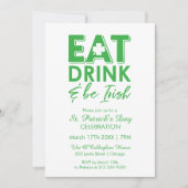 Essen, trinken & be irische Typografie St. Patrick Einladung (Vorderseite)