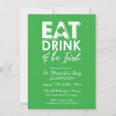 Essen, trinken & be Irish Modern St. Patrick's Day Einladung (Vorderseite)