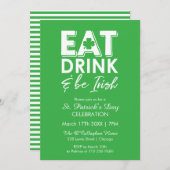 Essen, trinken & be Irish Modern St. Patrick's Day Einladung (Vorne/Hinten)