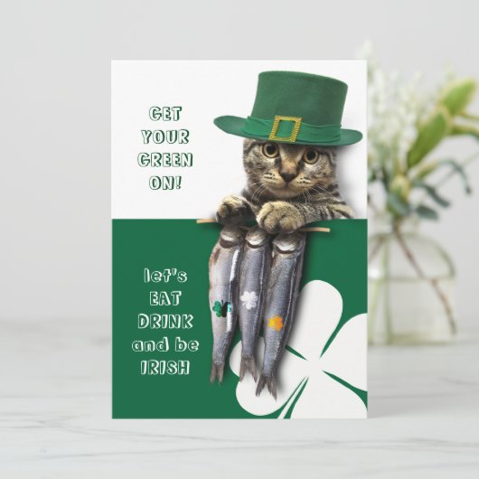 Essen, trinken & Be Irish St. Patrick's Day Party Einladung (Stehend Vorderseite)