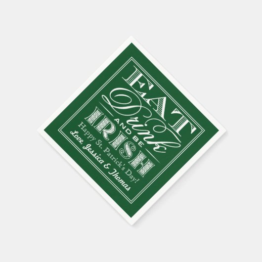 Essen, trinken & Be Irish St. Patrick's Day Serviette (Ecke)