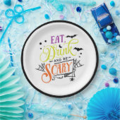 Essen, trinken & Beängstigend Halloween Typografie Pappteller (Party)