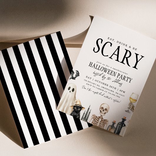 Essen trinken & Beängstigend sein Adult Halloween Einladung