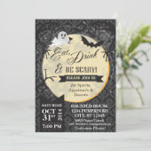 Essen, trinken & Beängstigend sein Halloween Einla Einladung (Stehend Vorderseite)