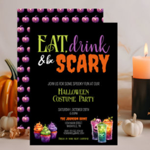 Essen, trinken & Beängstigend sein Halloween Kostü Einladung