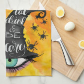 Essen Trinken Beängstigenden Hexen Hat Wasserfarbe Geschirrtuch (Viertel Falte)