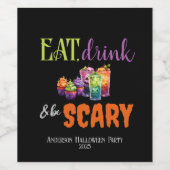 Essen, trinken & Beängstigendes Halloween-Party Ne Weinetikett (Einzelnes Label)
