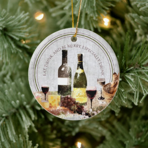 Essen trinken, besonders Wein Weihnachten Keramik Ornament
