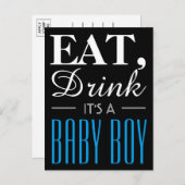 Essen, trinken Es ist ein Baby Boy, Baby Ankündigu Ankündigungspostkarte (Vorne/Hinten)