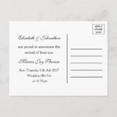 Essen, trinken Es ist ein Baby Boy, Baby Ankündigu Ankündigungspostkarte (Rückseite)