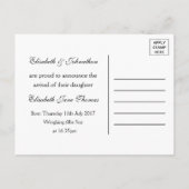 Essen, trinken Es ist ein Baby Mädchen, Baby Ankün Ankündigungspostkarte (Rückseite)