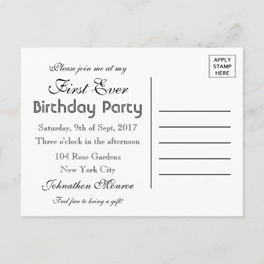 Essen, trinken Es ist meine erste Einladung zum Ge (Rückseite)