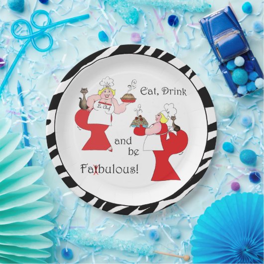 "Essen, trinken & fett-modisch sein!" Pappteller (Party)