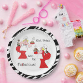 "Essen, trinken & fett-modisch sein!" Pappteller (Party)