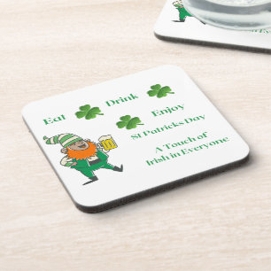 Essen, trinken, genießen, St Patricks Day auf eine Getränkeuntersetzer