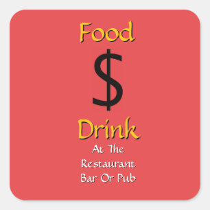 Essen Trinken In Restaurant Bar Oder Pub Dollarzei Quadratischer Aufkleber