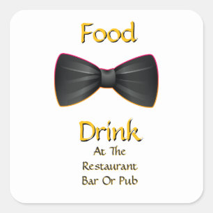 Essen Trinken In Restaurant Bar Oder Pub Fliege We Quadratischer Aufkleber