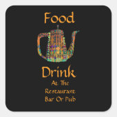 Essen Trinken In Restaurant Bar Oder Pub Quadratischer Aufkleber (Vorderseite)