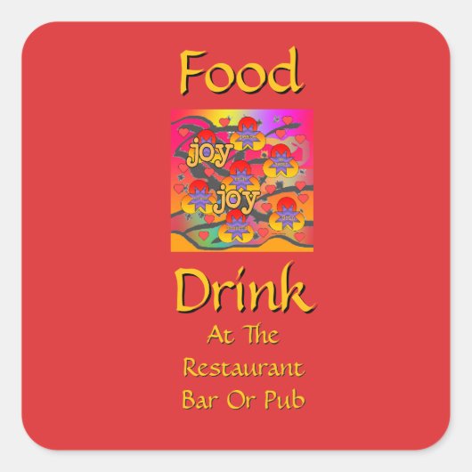Essen Trinken In Restaurant Bar Oder Pub Rot Quadratischer Aufkleber (Vorderseite)