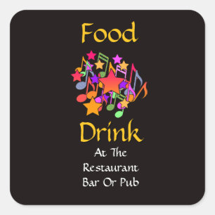 Essen Trinken In Restaurant Bar Oder Pub Sterne Quadratischer Aufkleber