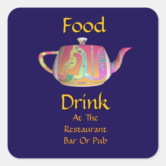 Essen Trinken In Restaurant Bar Oder Pub Teekanne  Quadratischer Aufkleber (Vorderseite)