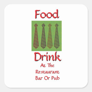 Essen Trinken In Restaurant Bar Oder Pub Weiß Quadratischer Aufkleber