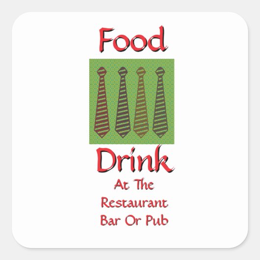 Essen Trinken In Restaurant Bar Oder Pub Weiß Quadratischer Aufkleber (Vorderseite)