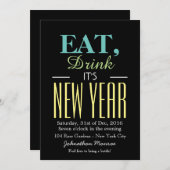 Essen, trinken ist Neues Jahr Einladung (Vorne/Hinten)